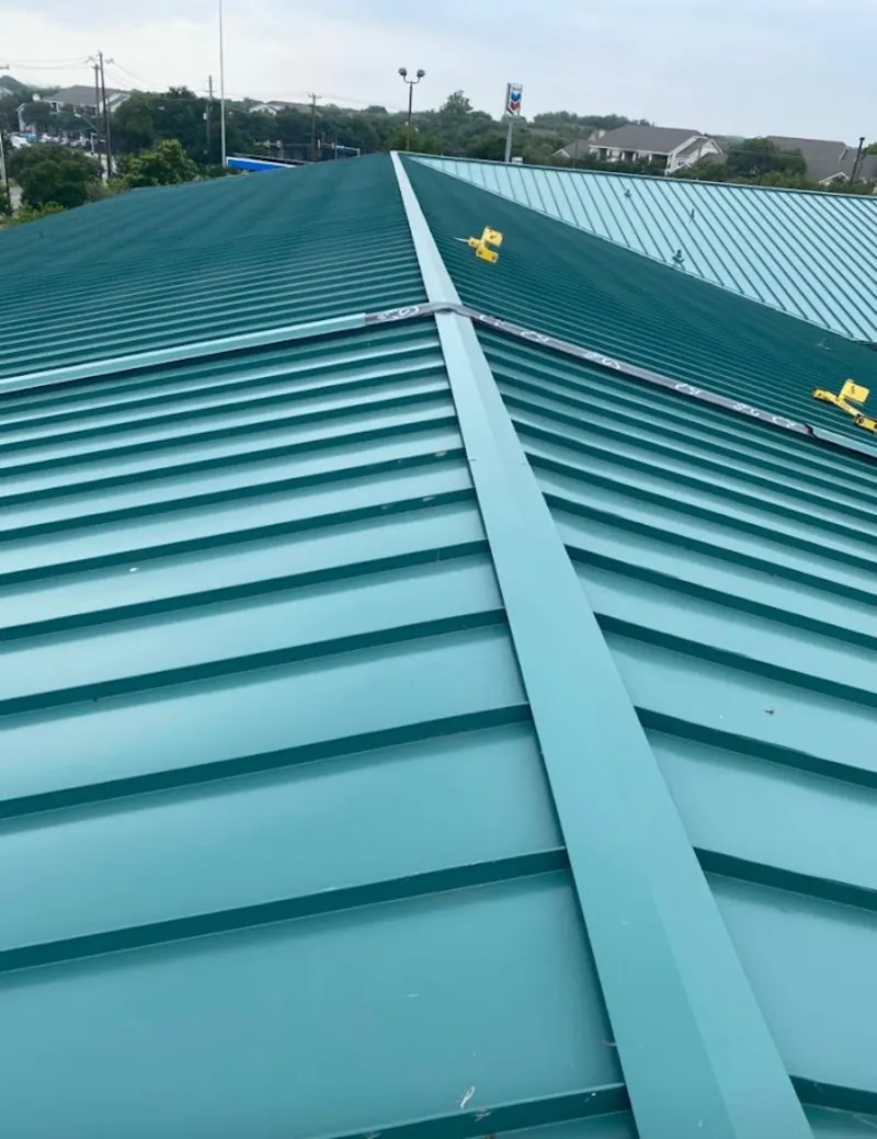 Green commercial metal roof ridge and valley for Metal Roof Repair in Channahon